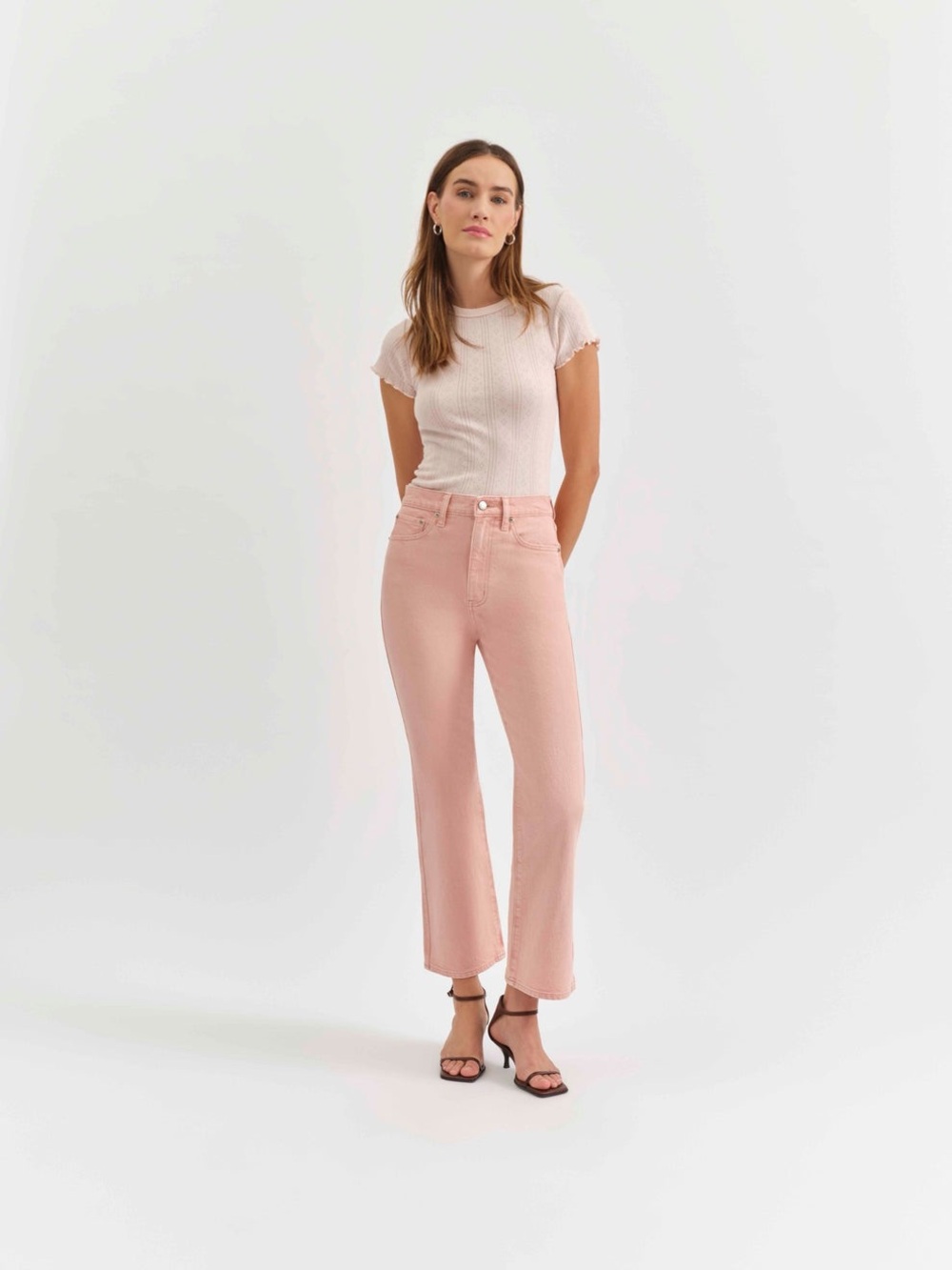 DAZE SOHO HIGH RISE ANKLE FLARE IN ROSEWATER NWOT